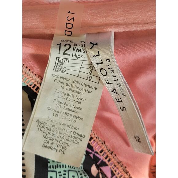 Seafolly Australia Boho Printed Strapless Bandeau Bikini Top Women's Size 8 - Picture 10 of 11